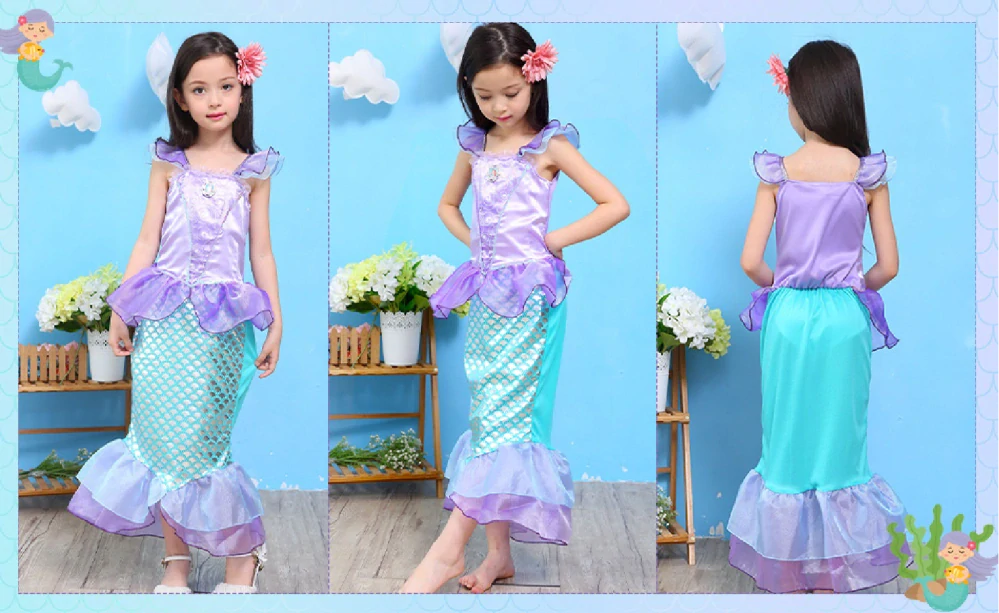 Dětský kostým - PRINCEZNÁ ARIEL - MALÁ MOŘSKÁ VÍLA (6-7 let)