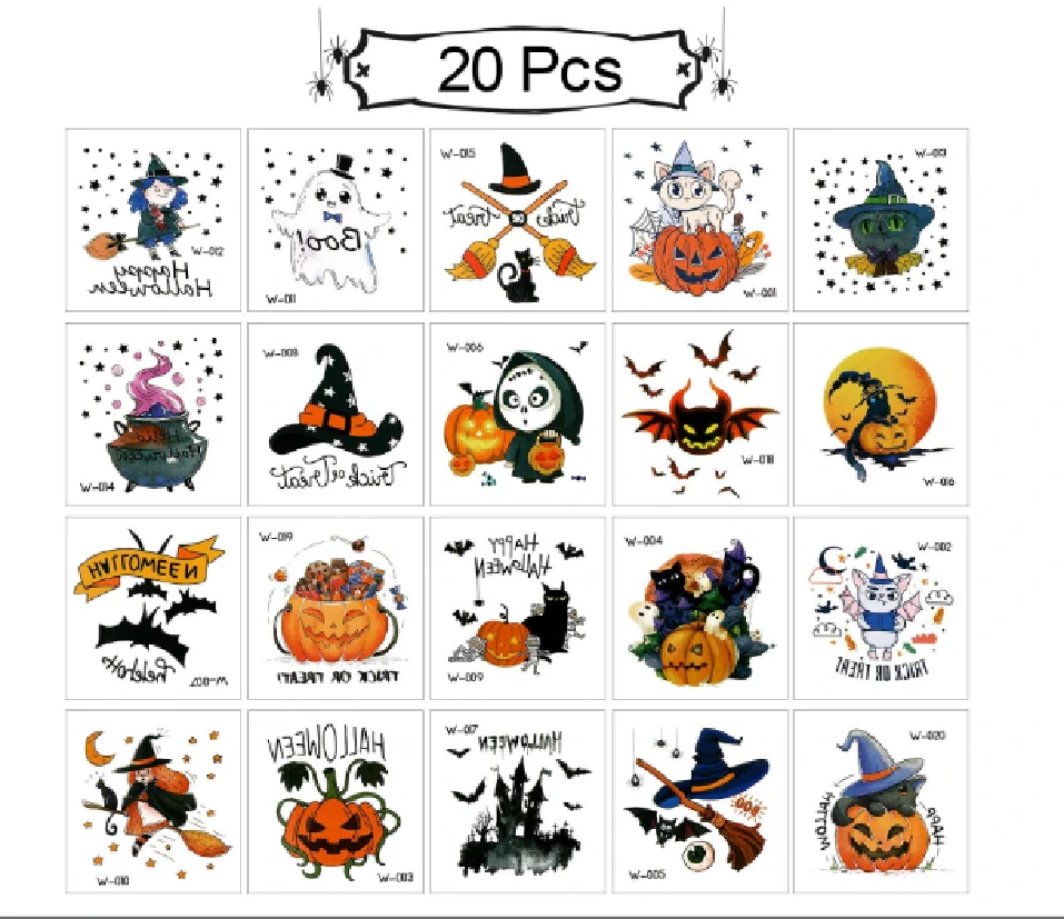 Dětské dočasné tetování - 20 ks - HALLOWEEN