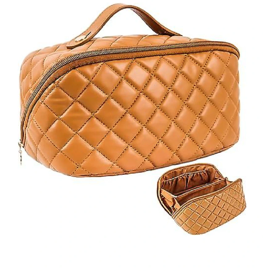 Kosmetická taška - HNĚDÁ + dárek peněženka