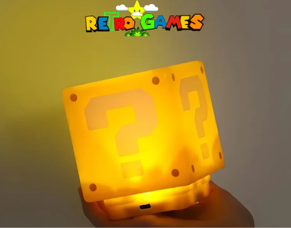 LED noční lampa na nabíjení - SUPER MARIO BROS - KOSTKA S OTAZNÍKEM