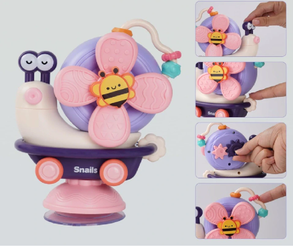 Senzorická hračka chrastítko s přísavkou - VĚTRNÝ ŠNEK - FIALOVÝ