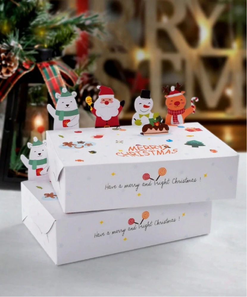 Papírová krabička na vánoční cukroví - BÍLÁ - 1 ks 