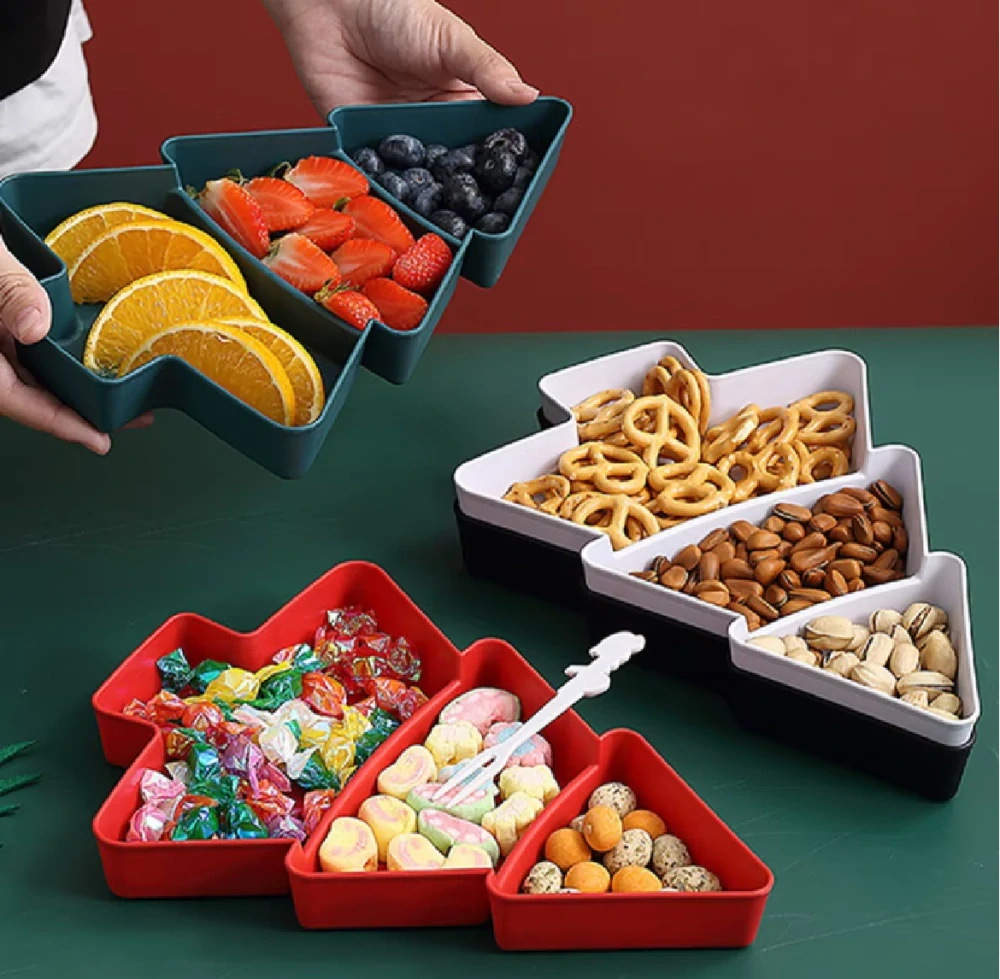 Plastová servírovací miska - VÁNOČNÍ STROMEČEK - ZELENÁ