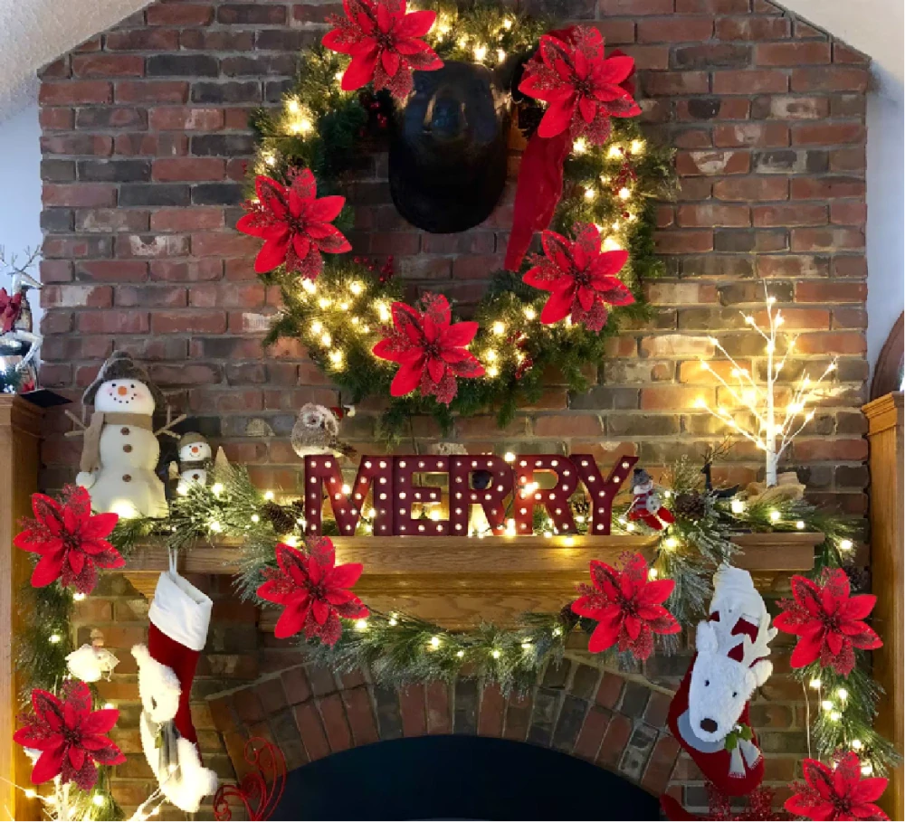 Vánoční ozdoby na stromeček - VANOČNÍ HVĚZDA - STŘÍBRNÁ - 5 ks