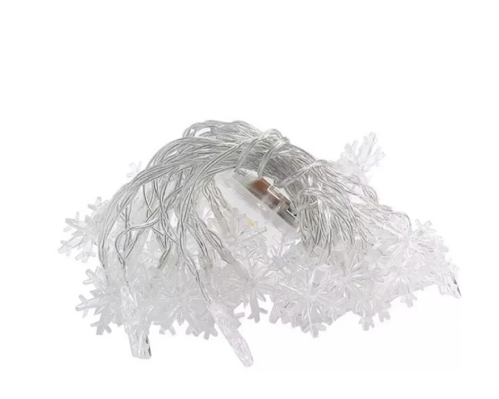 Vánoční LED řetěz - 3 m - 20 LED - SNĚHOVÁ VLOČKA - STUDENÁ BÍLÁ