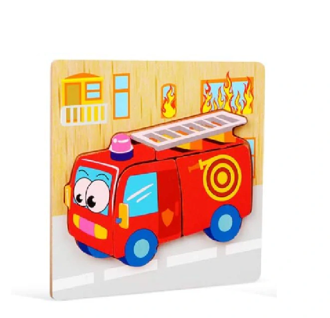 Dřevěné puzzle pro nejmenší (S) - HASIČSKÉ AUTO