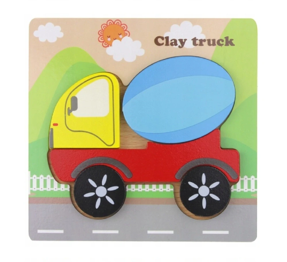 Dřevěné puzzle pro nejmenší (S) - STAVEBNÍ AUTO