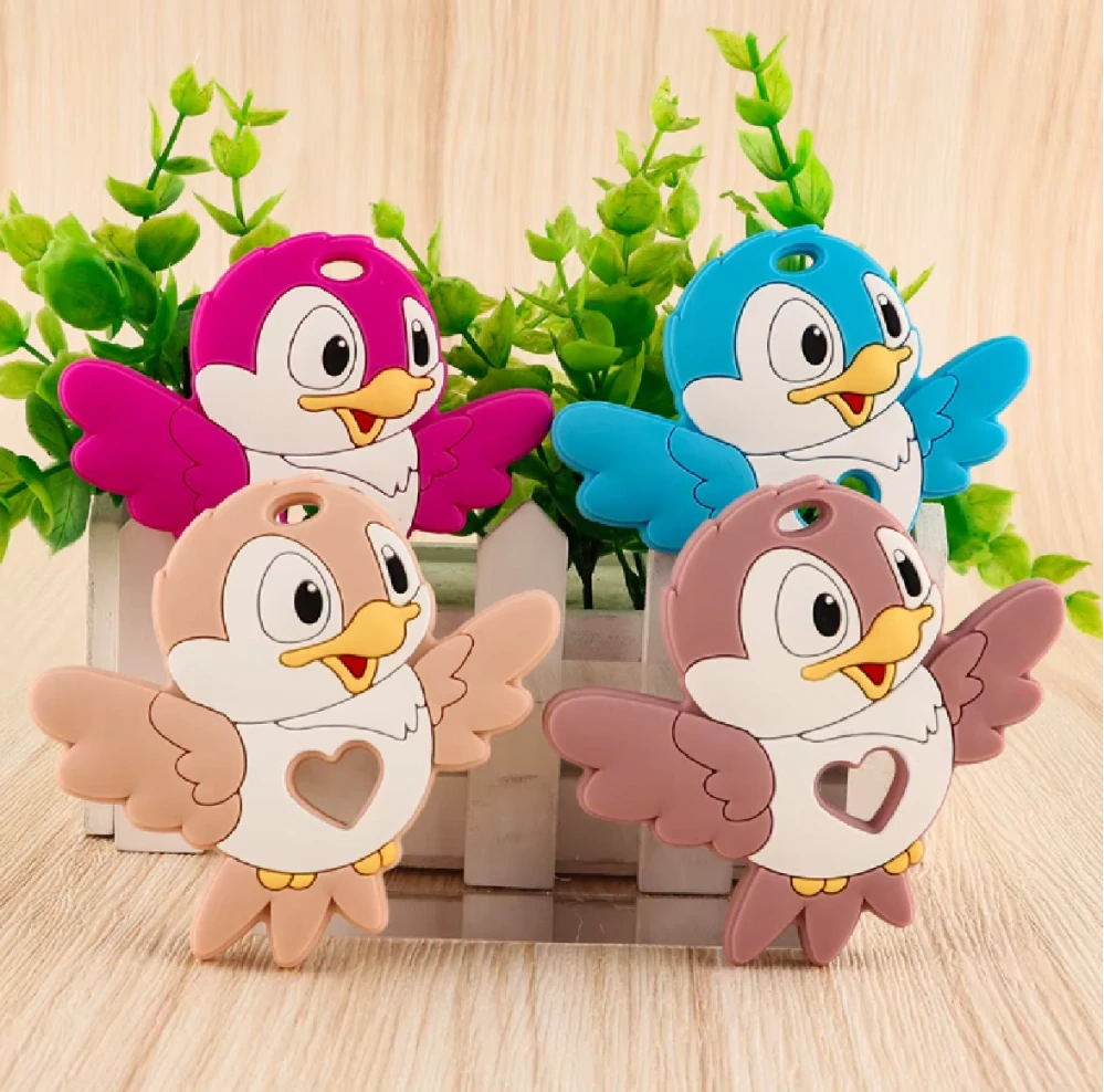 Silikonové kousátko - PTÁČEK - RŮŽOVÝ