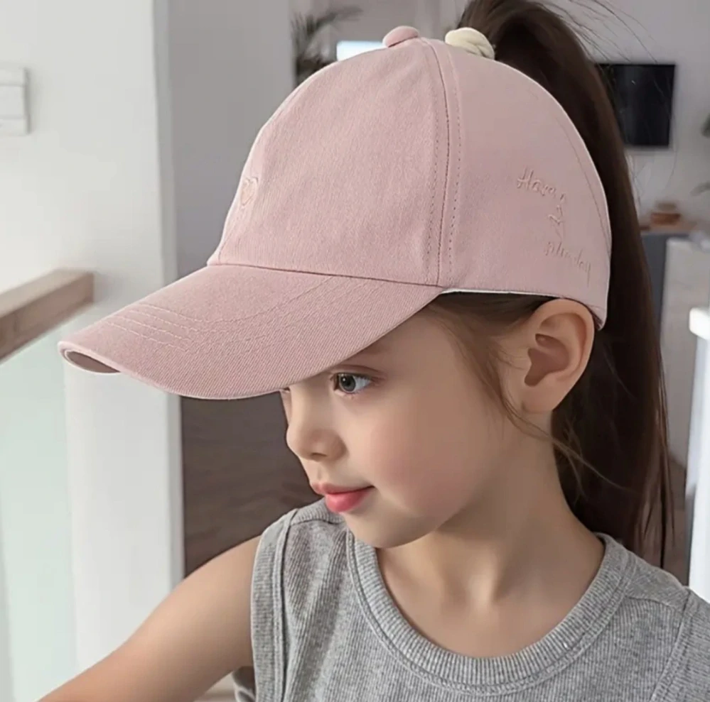 Dětská letní kšiltovka s otvorem pro culík - RŮŽOVÁ (5-10 let)