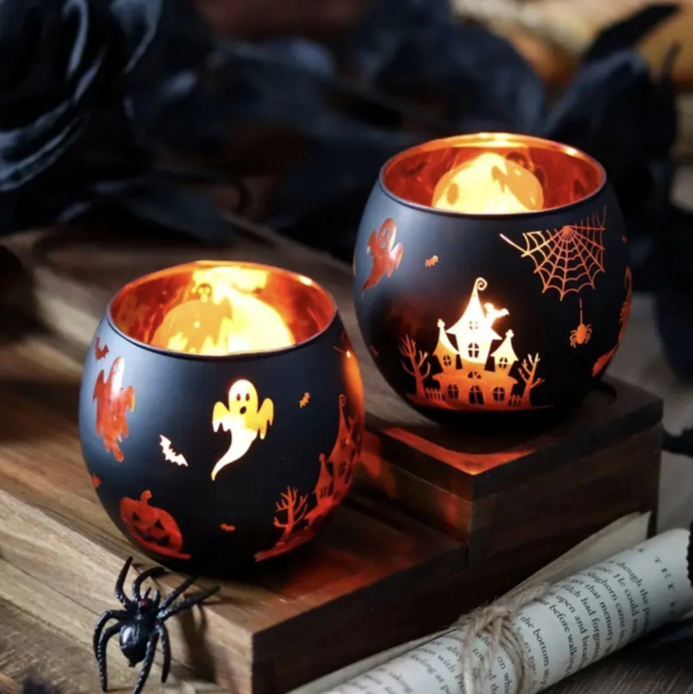 Skleněné svícny - HALLOWEEN - 2 ks