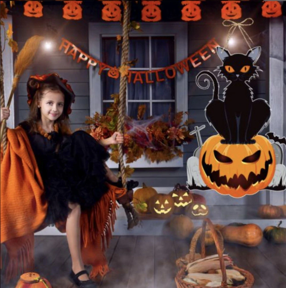 Papírová dekorace - HALLOWEEN - KOČKA
