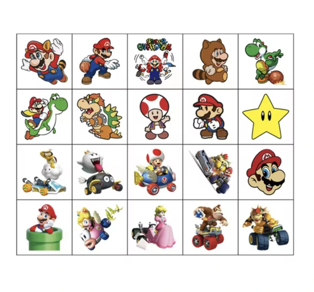 Dětské dočasné tetování - 20 ks - SUPER MARIO BROS. (B)