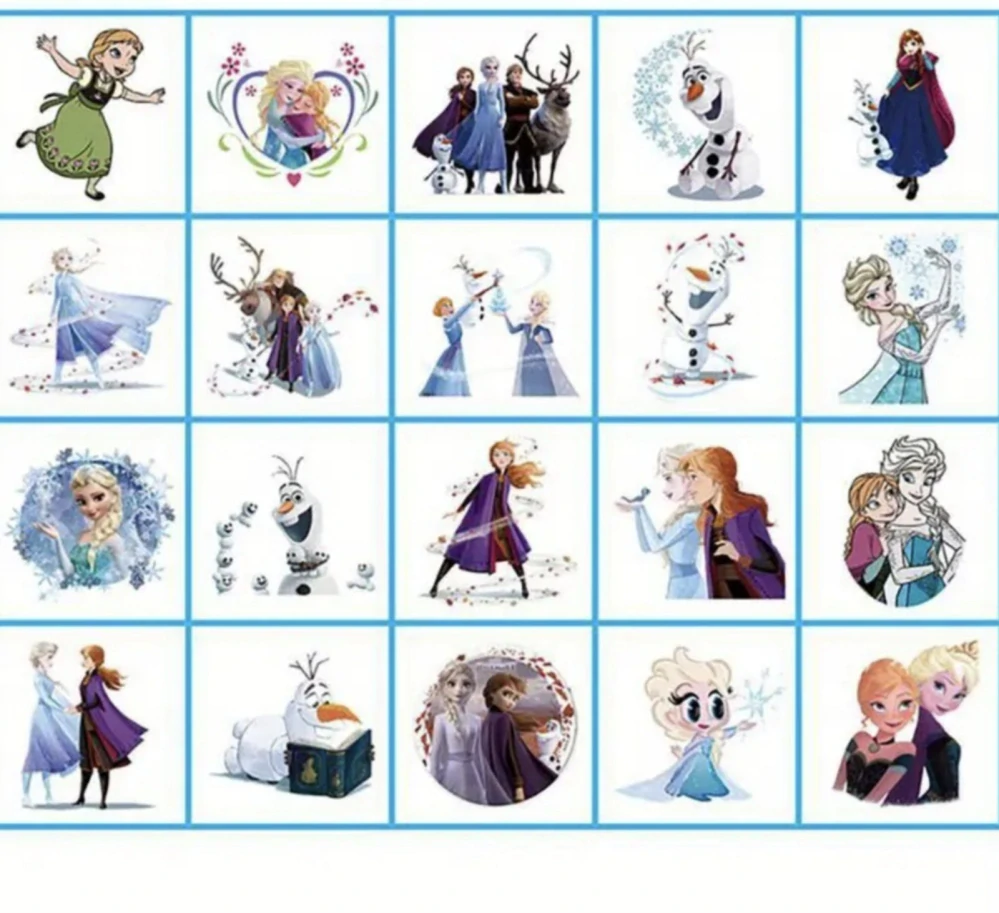 Dětské dočasné tetování - 20 ks - FROZEN/LEDOVÉ KRÁLOVSTVÍ (B)