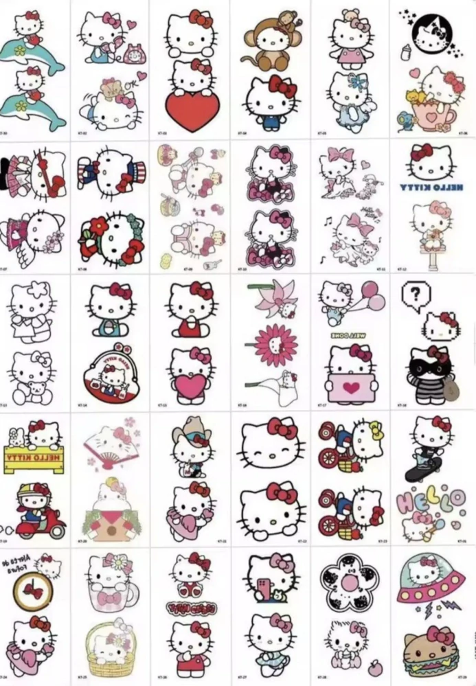 Dětské dočasné tetování - SANRIO - HELLO KITTY - 9 ks (B)