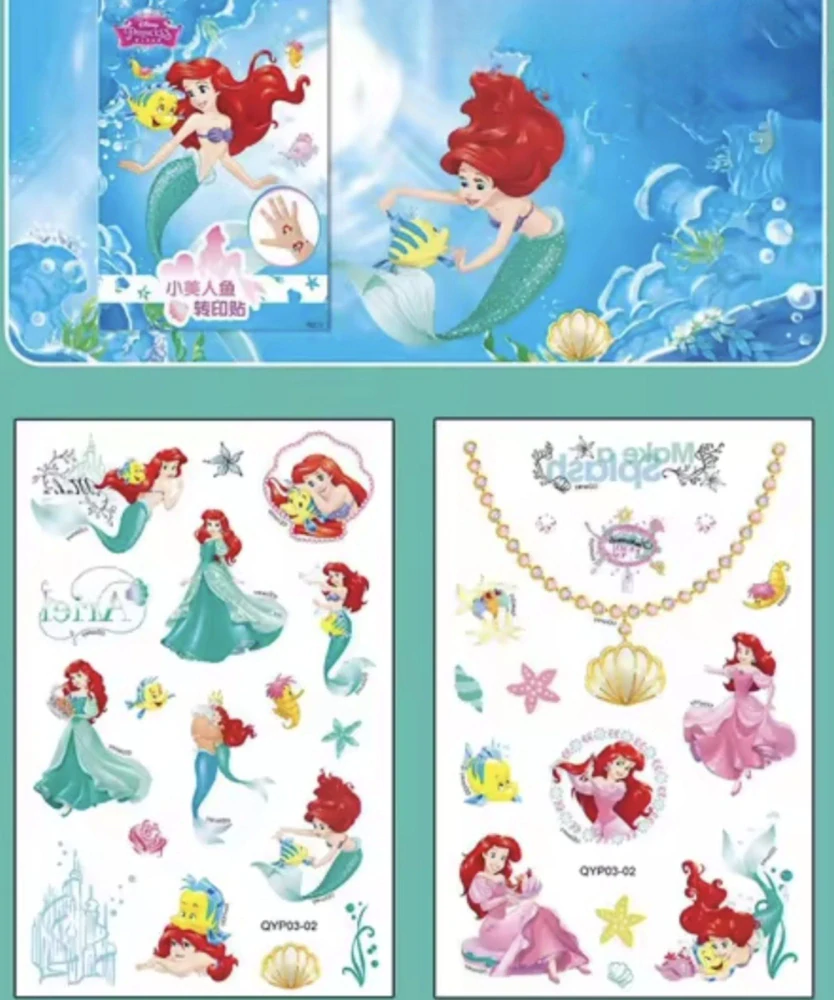 Dětské dočasné tetování - DISNEY PRINCEZNY - ARIEL MALÁ MOŘSKÁ VÍLA - 4 ks