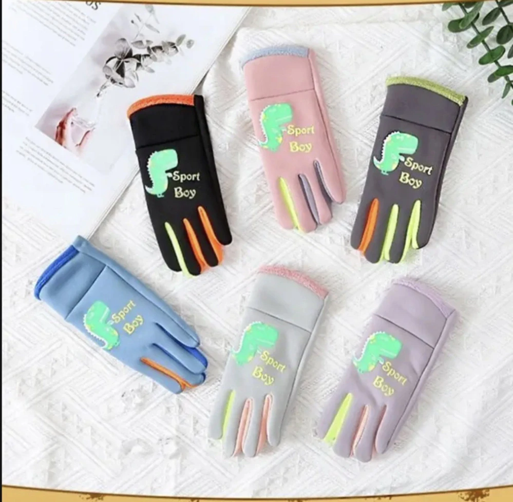 Zimní termo rukavice - MODRÉ - DINOSAURUS - (3-6 let)