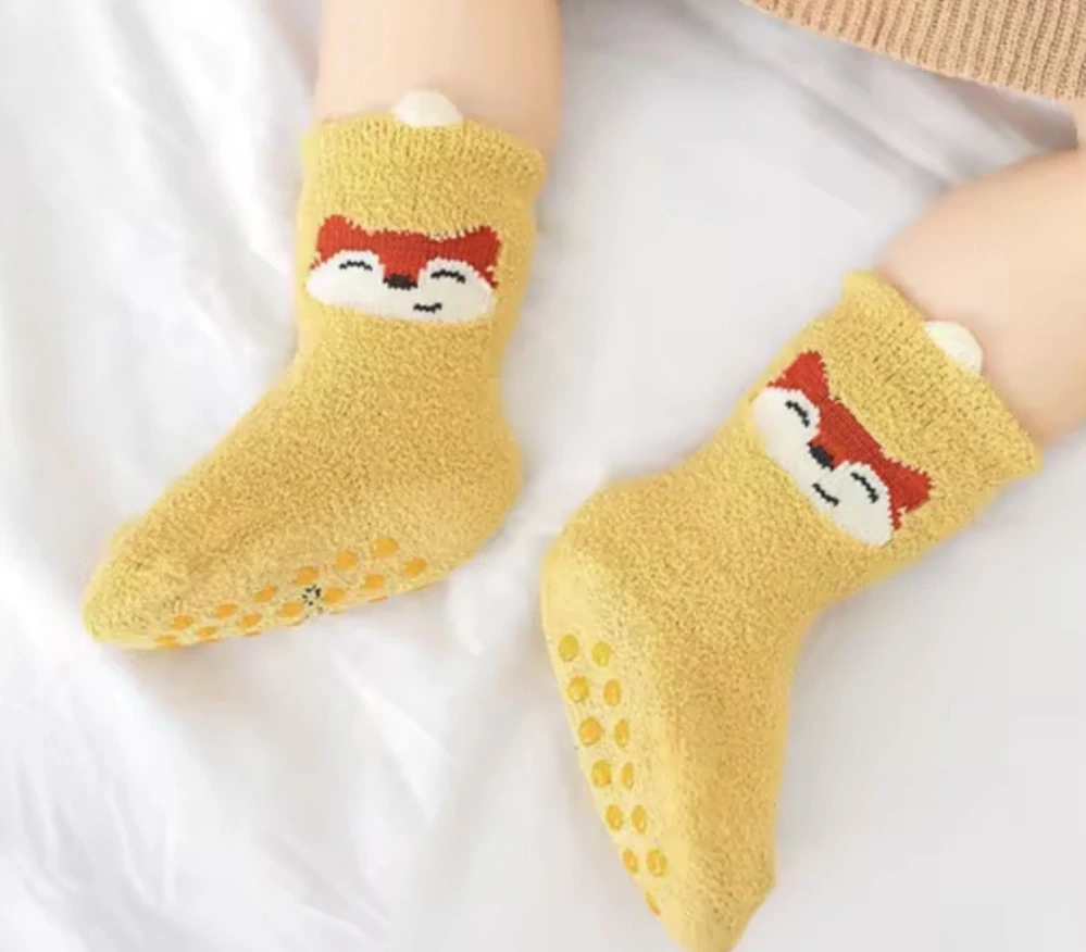 Protiskluzové flísové ponožky -  LIŠKA - (24-36 m) M