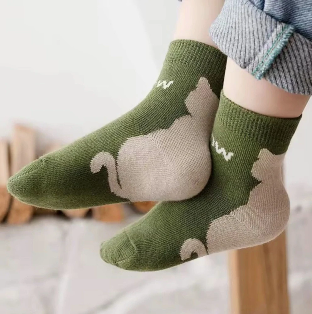 Ponožky - KOČKA - ZELENÉ (3-5 let) M