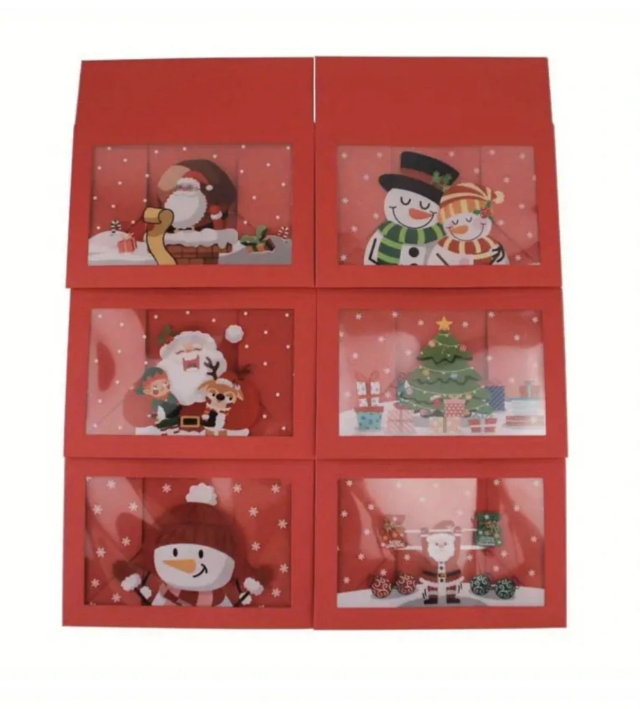 Papírová krabička na vánoční cukroví - ČERVENÁ - SANTA - 1 ks 