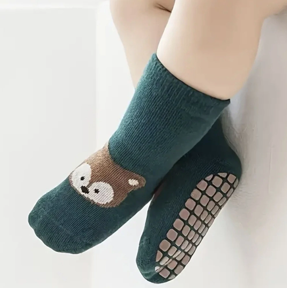 Protiskluzové ponožky - TMAVĚ ZELENÉ - MÝVAL - (3-5 let) L