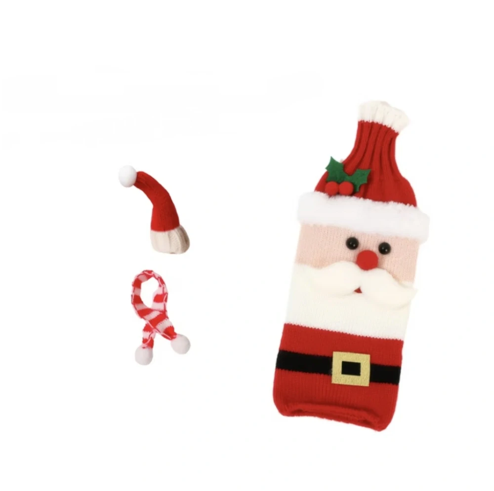 Vánoční návlek na láhev s čepicí a šálem - SANTA CLAUS