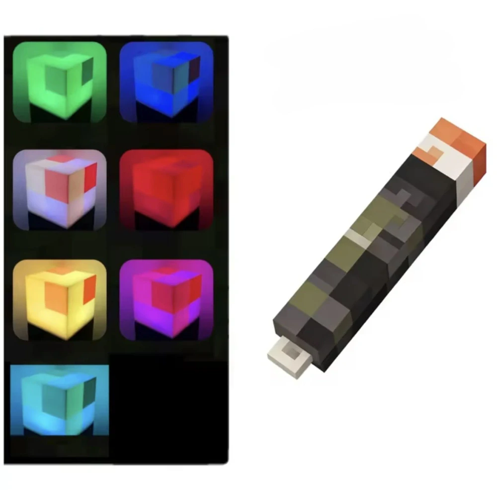 Svítící klíčenka - MINECRAFT POCHODEŇ - USB DOBÍJENÍ - 7 barev 