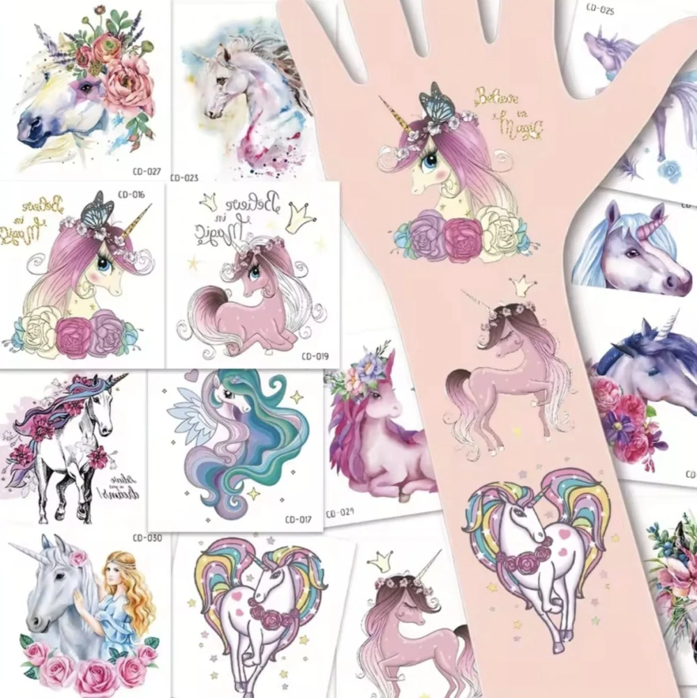 Dětské dočasné tetování - JEDNOROŽCI - 15 ks