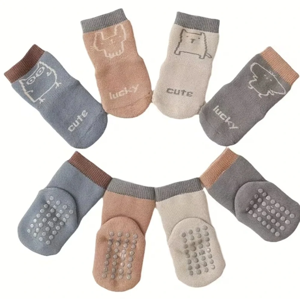 Teplé protiskluzové ponožky - HNĚDÉ - (0-12 m) S