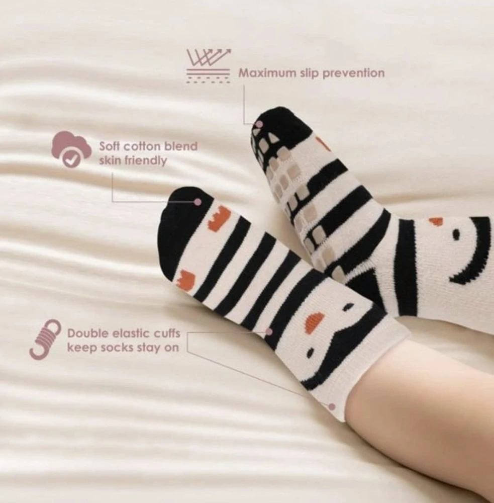 Teplé protiskluzové ponožky - ZEBRA (0-12 m) S - 1 pár