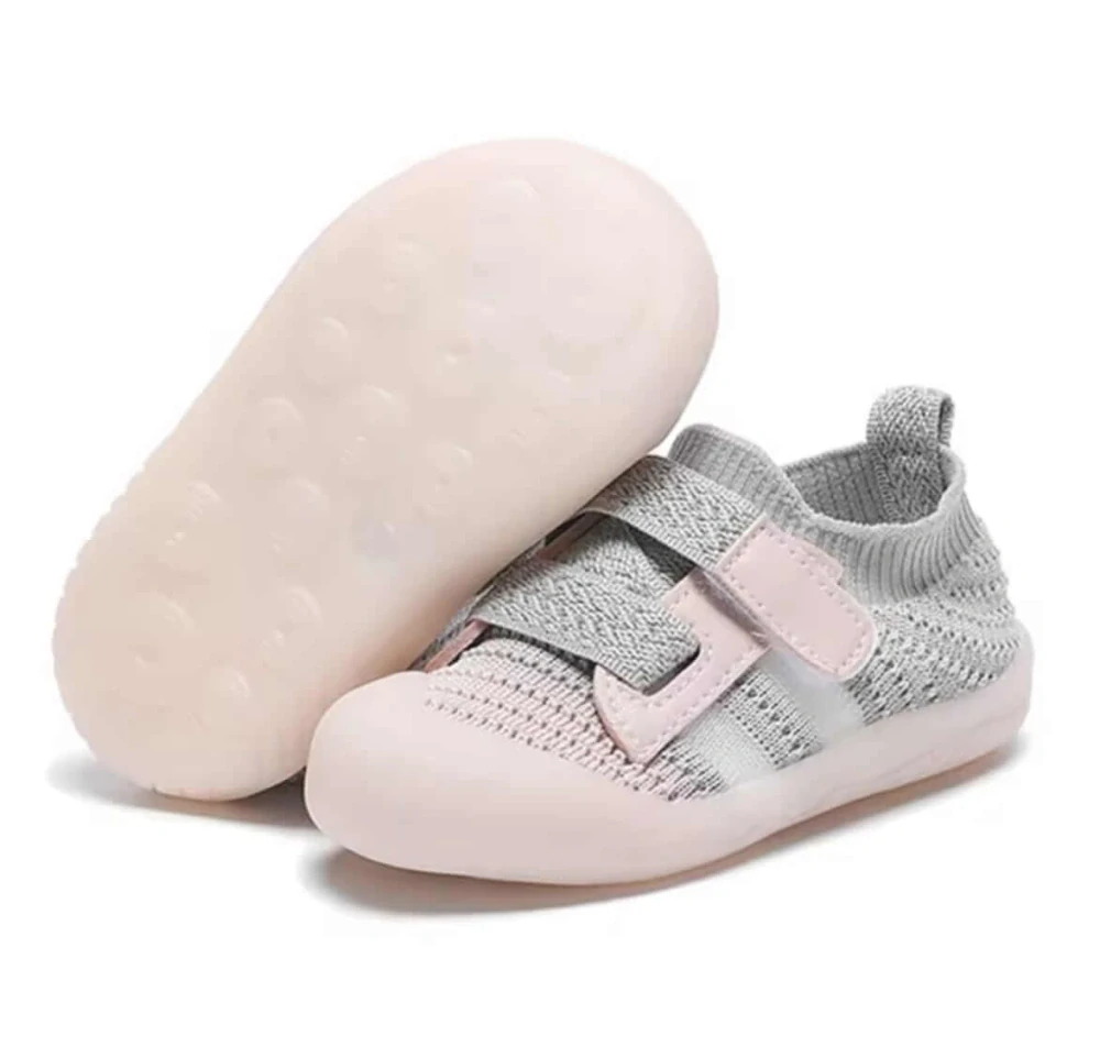 Dětské první botičky "First Steps" s reflexními prvky a anatomickou vložkou - ŠEDORŮŽOVÉ - (18-24m)