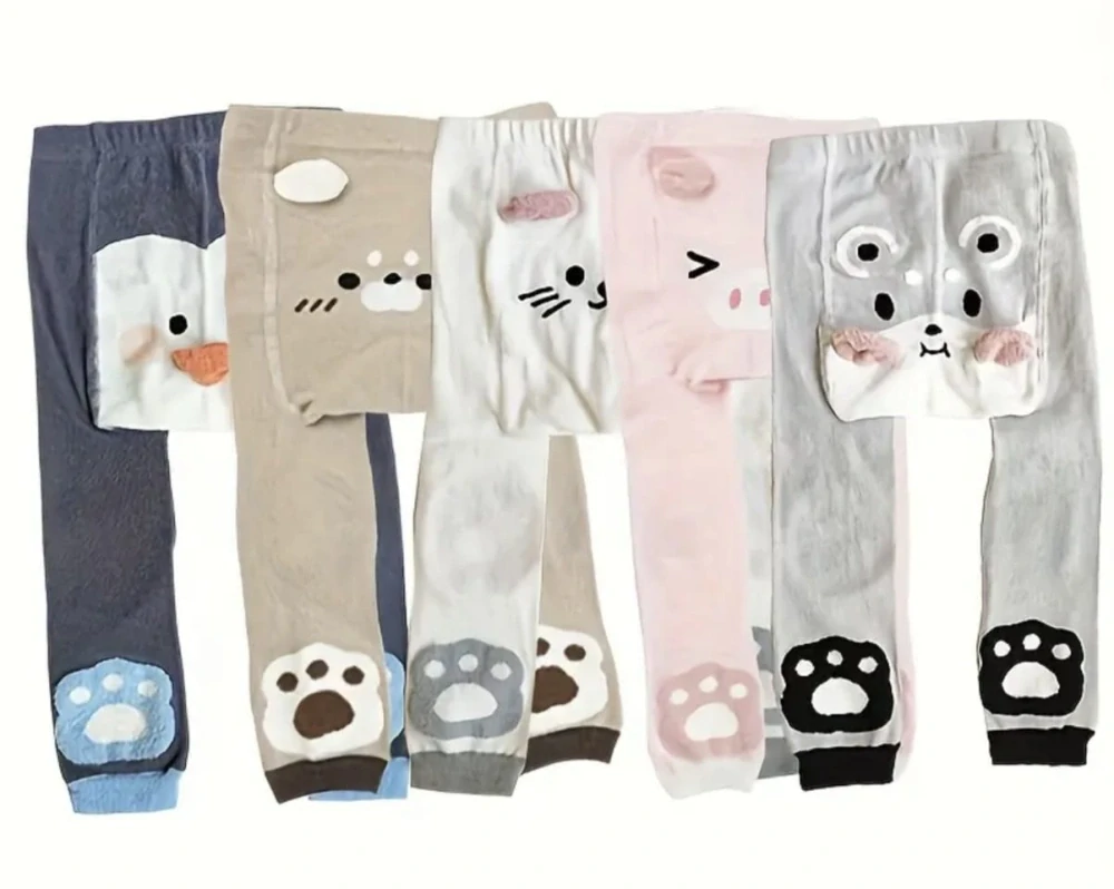 Dětské punčocháče bez chodidel s 3D prvky - SVĚTLE ŠEDÉ - MÝVAL - (2-4 roky)