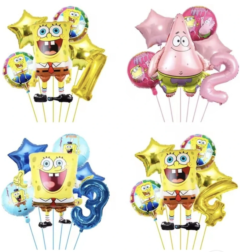 Narozeninový set fóliových balónků SPONGE BOB - PATRICK - číslice "8" - 6 ks