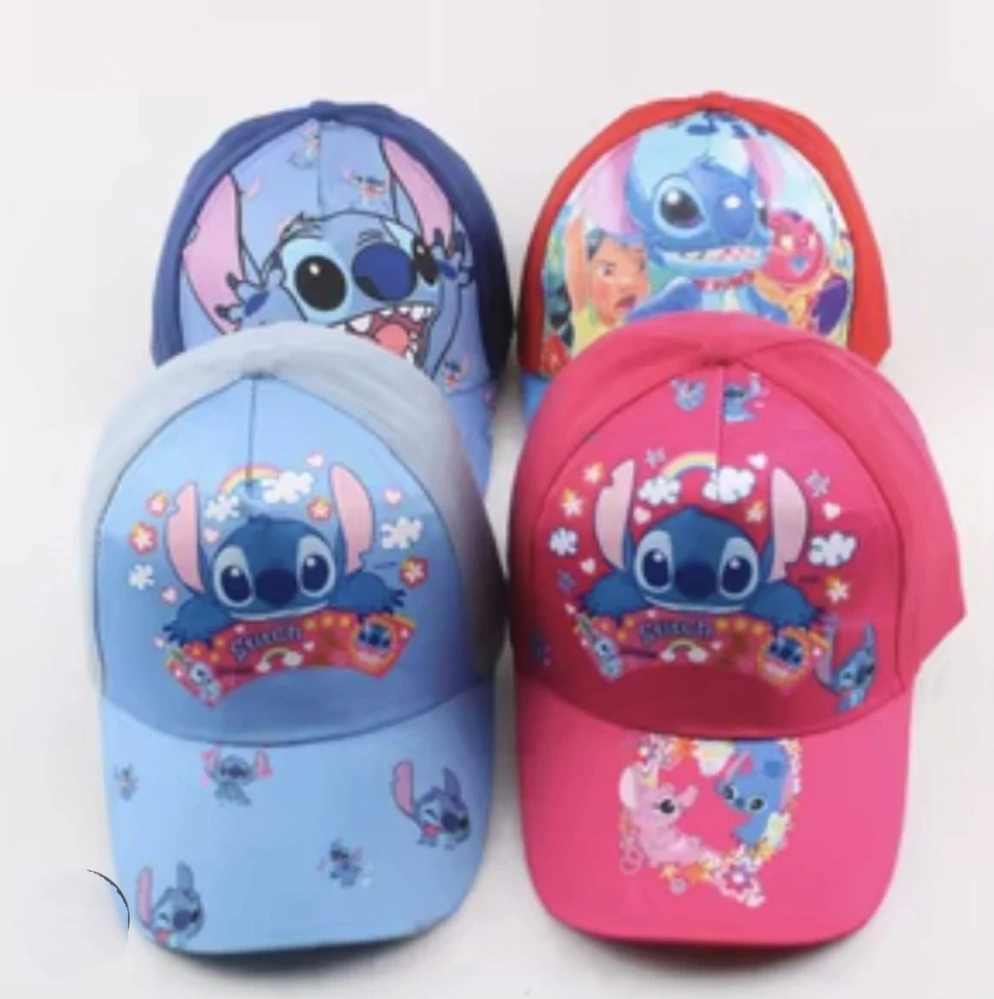Dětská kšiltovka – Stitch a srdíčka - TMAVĚ RŮŽOVÁ (4-8 let)