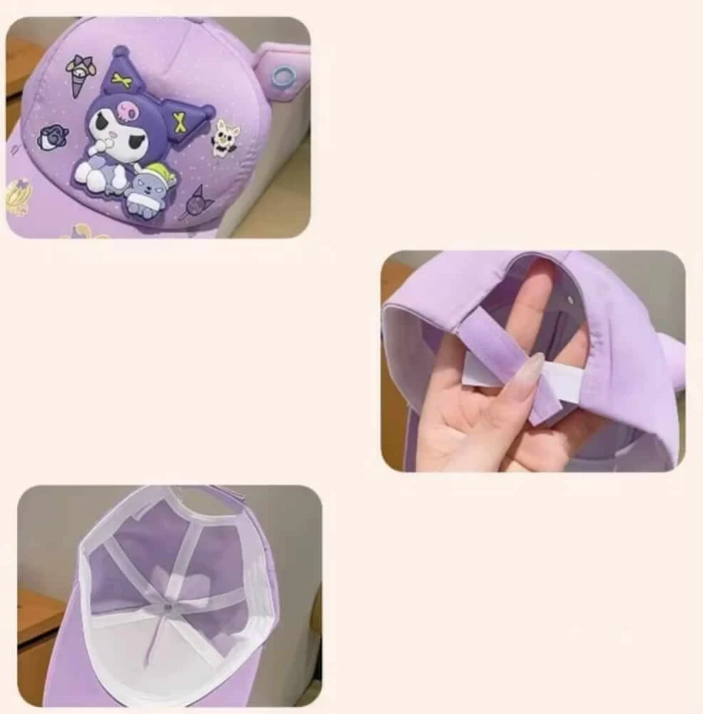 Dětská 3D kšiltovka Kuromi s oušky - ČERNÁ (3-7 let)