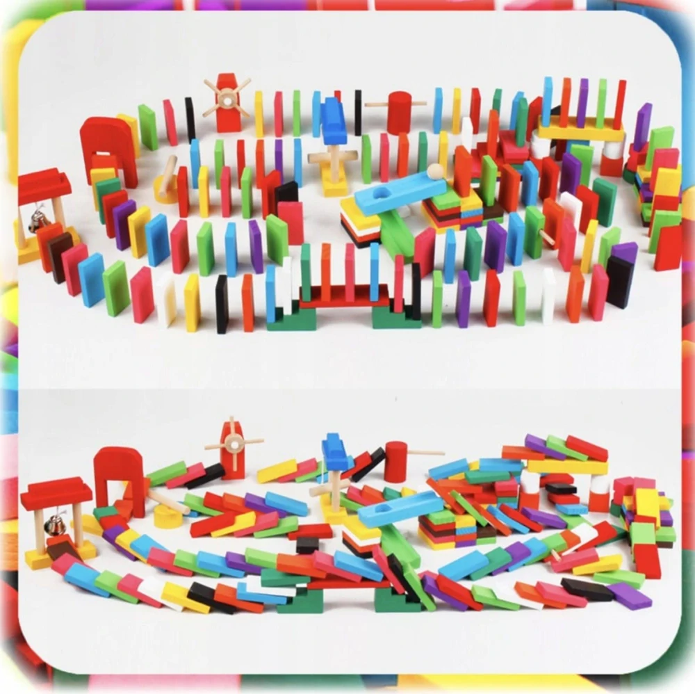 Dřevěné XL Domino – Mega sada s doplňky a překážkami (POUŽITÉ)