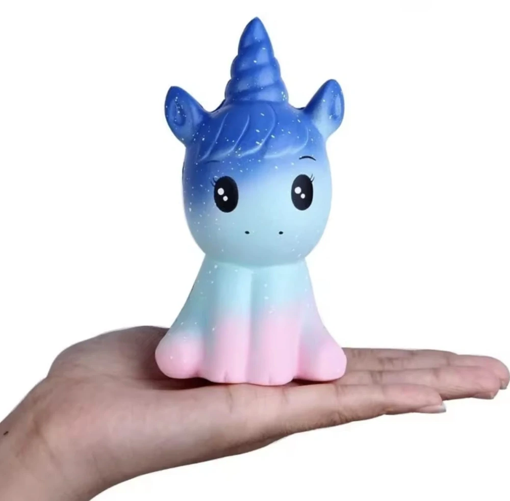 Antistresová hračka - Squishy Jednorožec - MODRÝ ROH