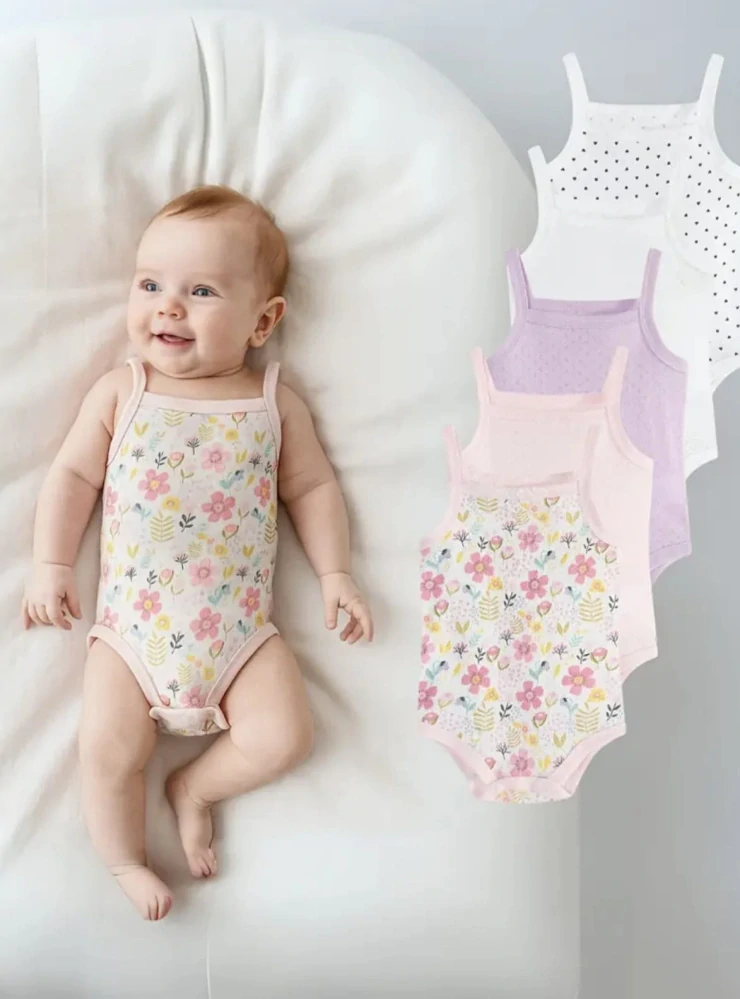 Prodyšné dětské body na ramínka – 100% bavlna - BÍLÉ - (18-24 m)