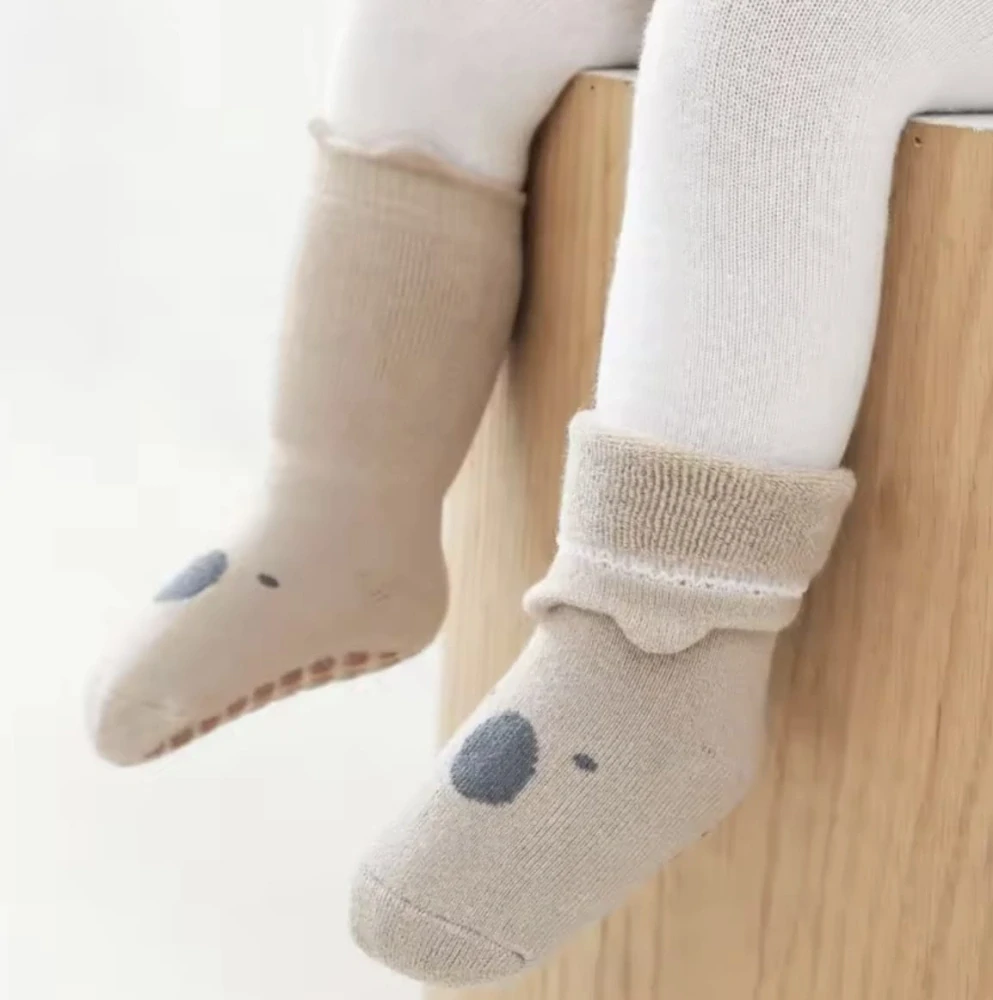 Teplé protiskluzové ponožky - KOALA - SVĚTLE HNĚDÉ - ZIMNÍ (12-36m) M 