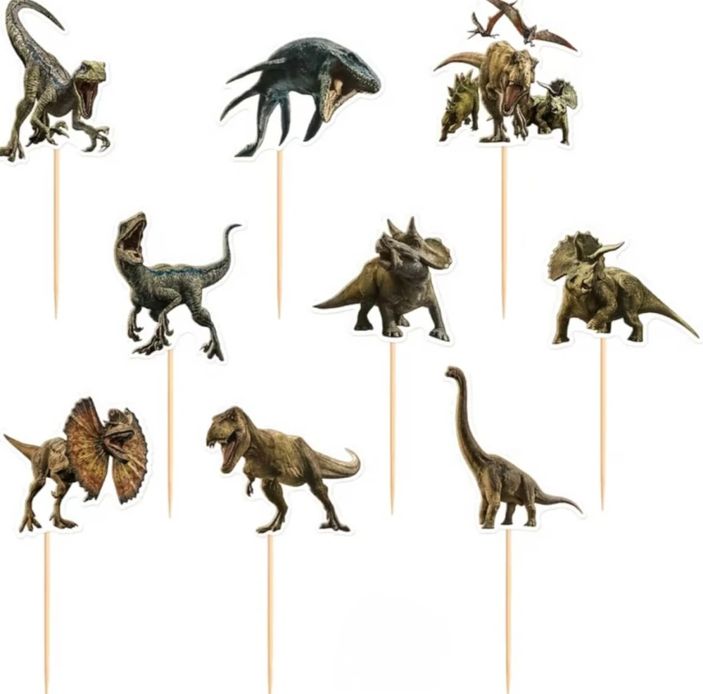 Dekorativní zápichy na muffiny a dezerty Dinosauři – 18 ks