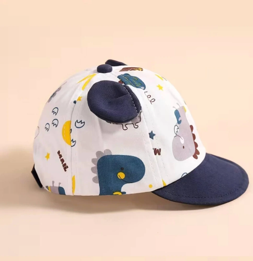 Dětská kšiltovka s oušky a dinosaury - BEAR & DINO - MODRÁ (3-10 m)