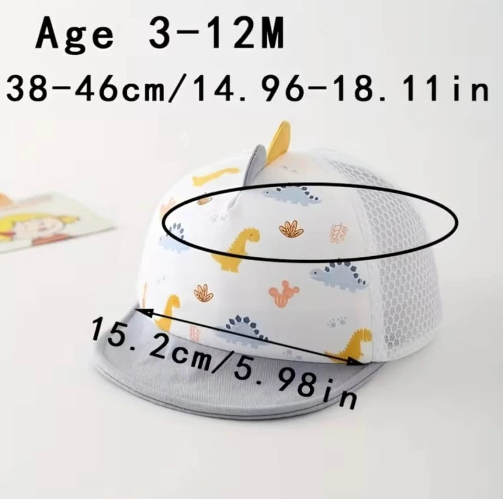 Dětská kšiltovka s dinosaury a hřebínkem - DINO - ŽLUTÁ (3-12 m)