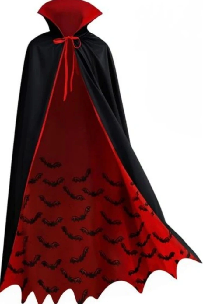 Halloweenský oboustranný plášť Upír / Dracula s vysokým límcem – Velikost L (150 cm, 15+ let / dospělí)