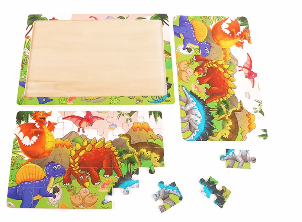 Dřevěné puzzle pro nejmenší (L-30ks) - DINOSAUŘI 1