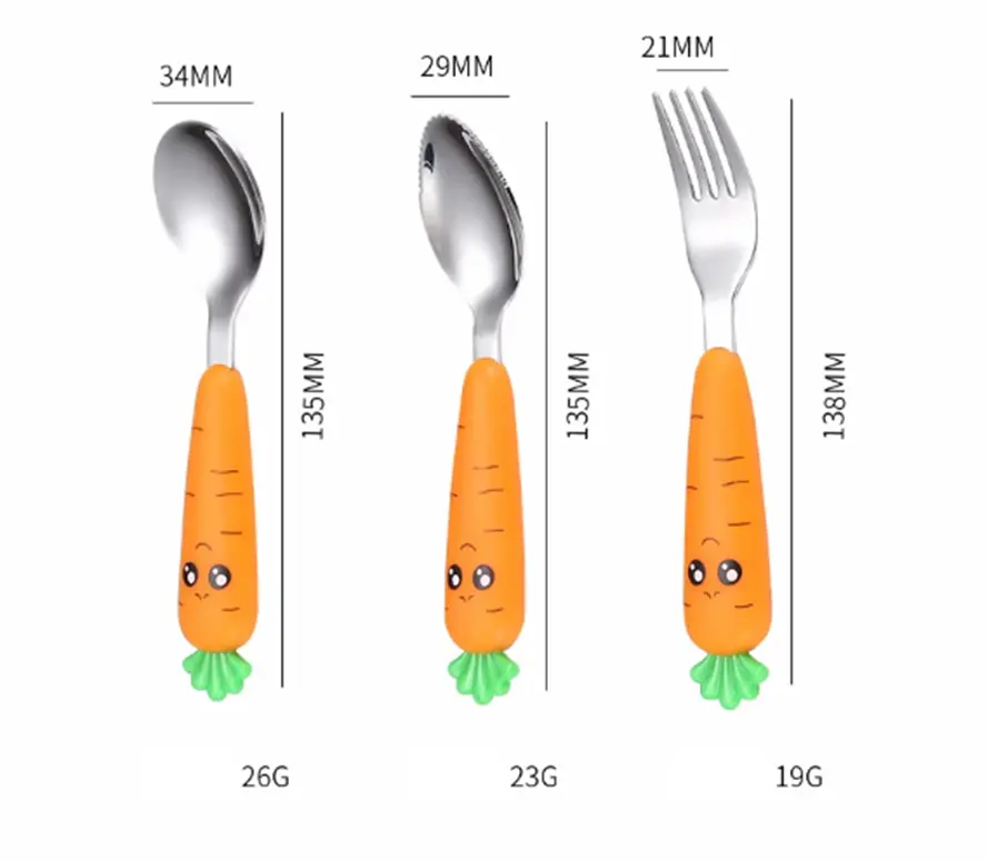 Příbor pro nejmenší - SET MRKVIČKY - LŽIČKA OVÁLNÁ 34 mm (bez pouzdra)