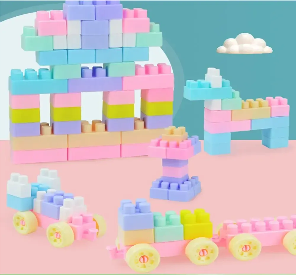 Barevné stavební kostky - Building blocks - 88 dílků
