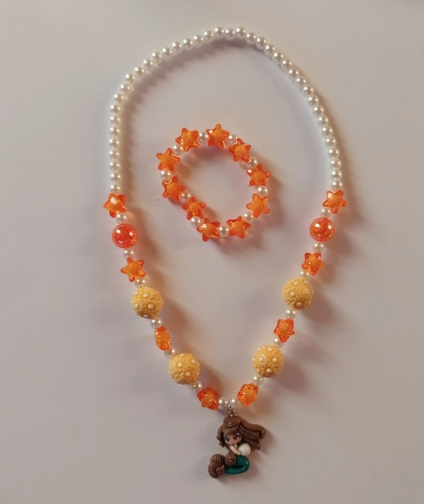 Set (náramek + náhrdelník) - MOŘSKÁ PANNA - Oranžový