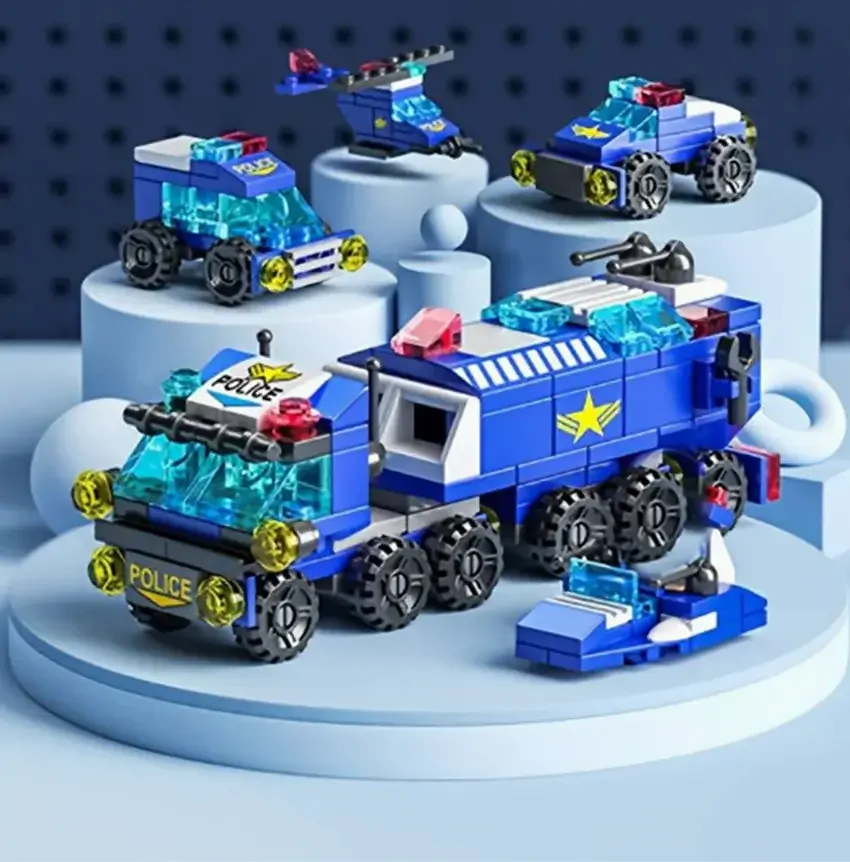 Malá stavebnice policejního auta 6 v 1 - 147 ks