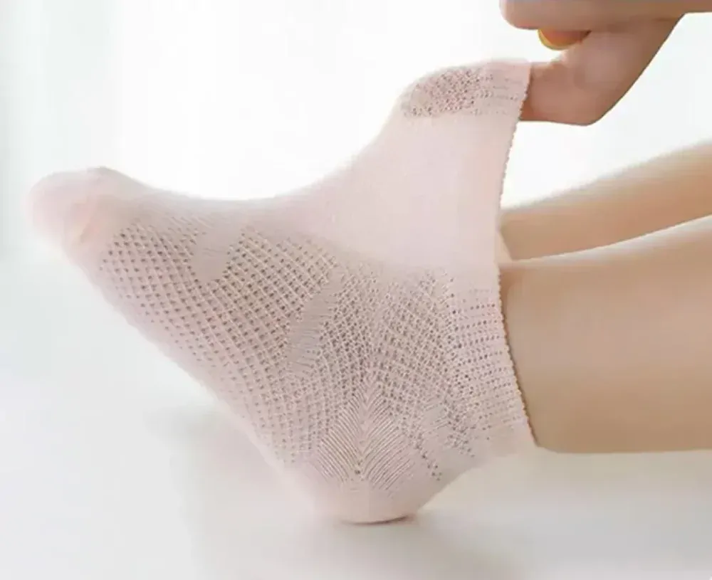 Letní síťované ponožky (A) - 5 párů - SRDÍČKA - (12-36) S