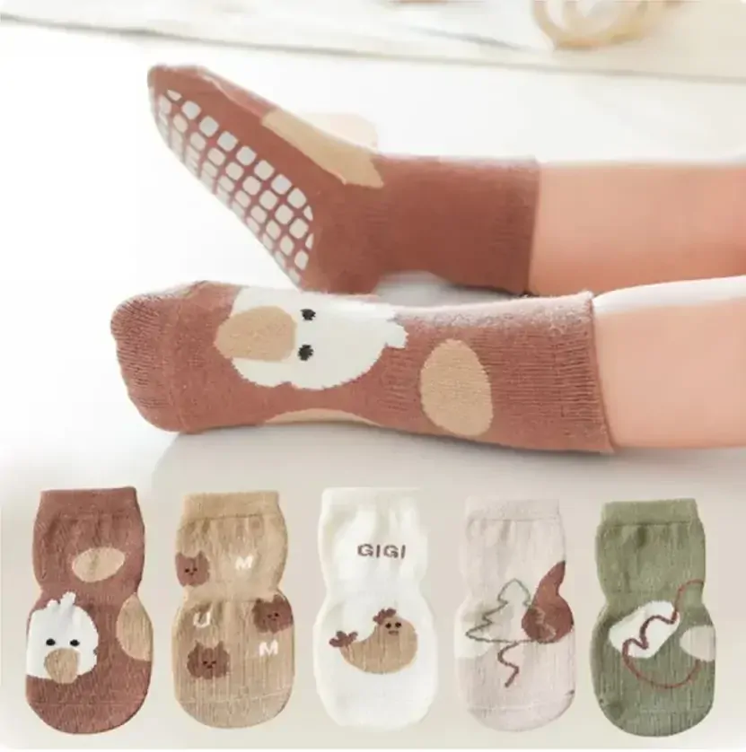 Teplé protiskluzové ponožky - BÉŽOVÉ - (12-36m)M