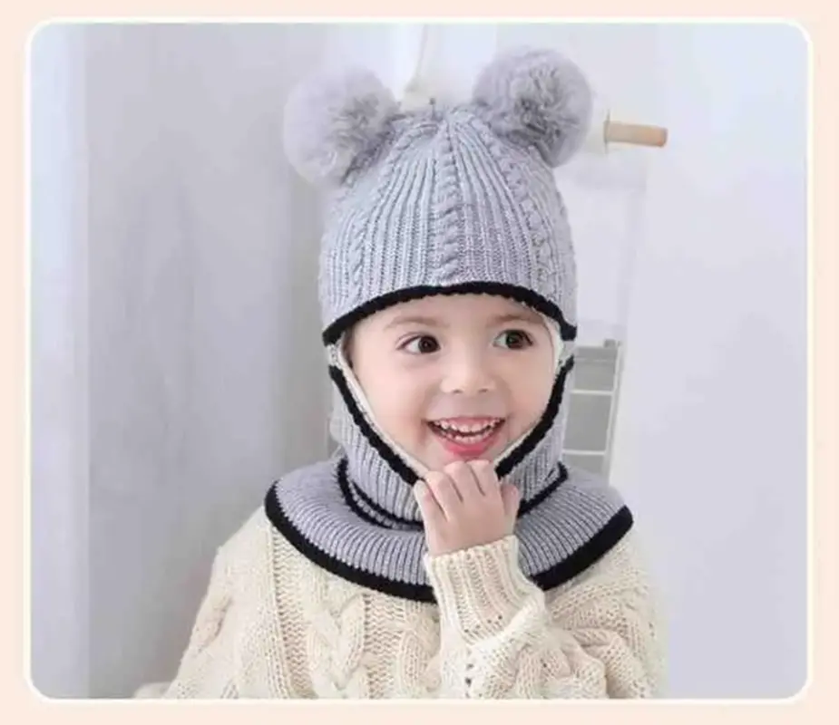 Pletená zimní kukla - ŠEDÁ